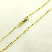 14K Solid Gold Diamond Cut Marina Link Chain